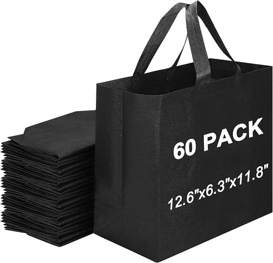 Reusable Grocery Bags 12.6 * 6.3 * 11.8 in - Non Woven Totes Bag with Reinforced Handles, Shopping Bags Bulk by Unknown