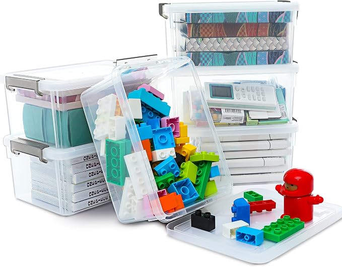 Small Storage Bins with Lids 3.2 QT Plastic Storage Containers for Organizing Stackable Clear Storage Boxes,Clear White(6 Packs) by Unknown