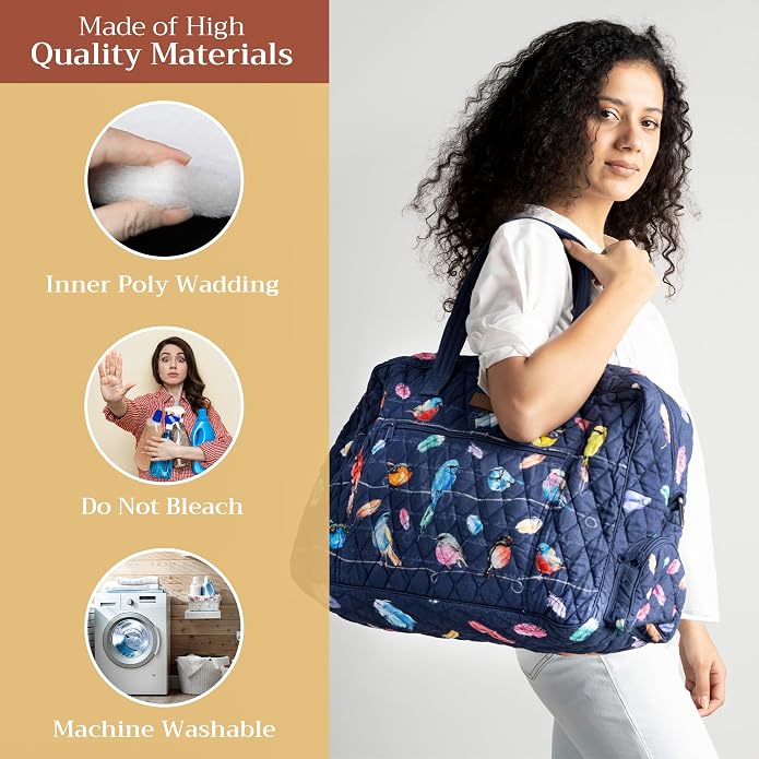 Maison d' Hermine Weekender Bags for Women Cotton Quilted Duffel Overnight Luggage Weekend Bag for Men Gym Gifts Travel | Overnight Luggage Weekend Bag for Men Gym Sports Gifts Duffle bag Business Travellers Trip Spring Summer - Image 2