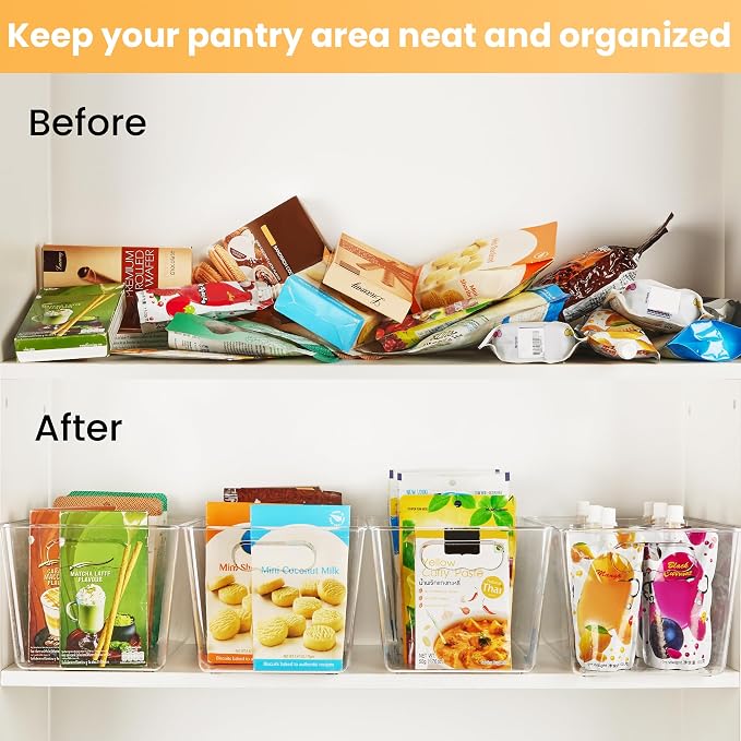 YIHONG Clear Pantry Storage Organizer Bins, 10 Pack Plastic Food Storage Bins with Handle for Kitchen,Refrigerator, Freezer,Cabinet Organization and Storage | Plastic Bins, Pantry Storage Containers for Kitchen, Freezer, Cabinet, Closet, Bathroom, Unde... - Image 3