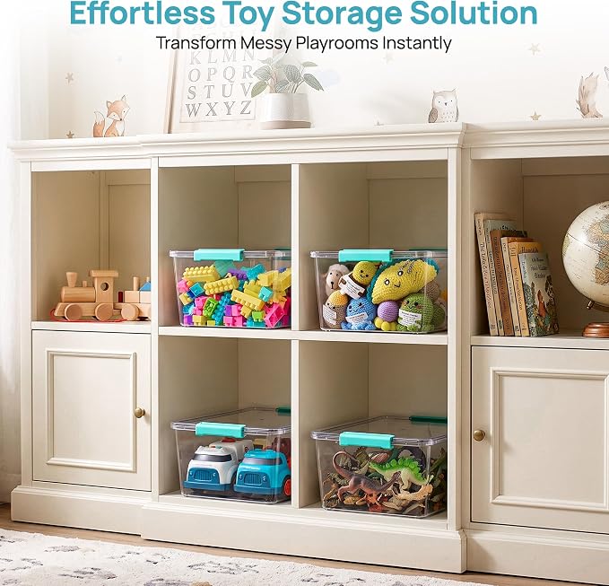 Vtopmart 4 Pack 12 Qt Clear Craft Storage Bins with Lids and Latches | Stackable Plastic Storage Box for Art & Craft Supplies, Paper, Toys, BPA-Free Containers for Organizing - Image 6
