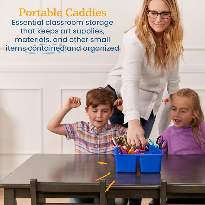ECR4Kids 4-Compartment Medium Plastic Caddy, Multipurpose Organization, Primary, 6-Pack - Image 3