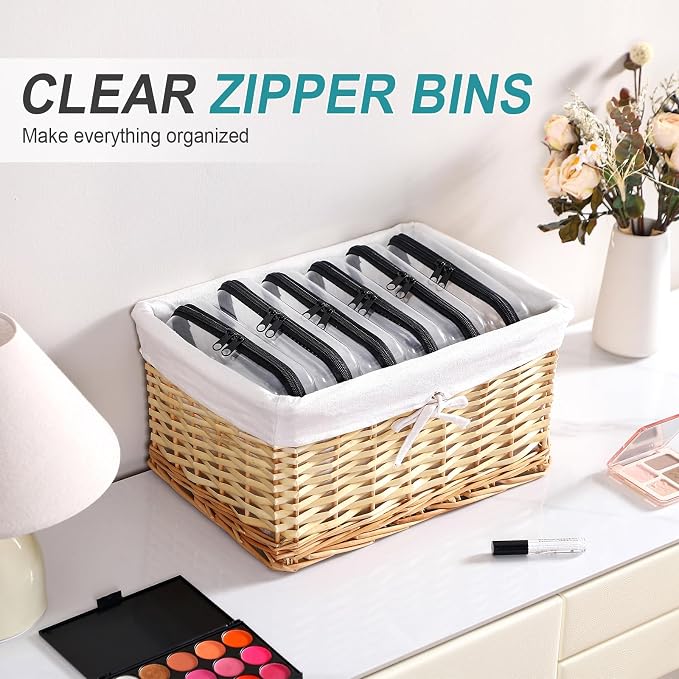 Sanwuta 6 Clear Hard Zipper Case,Black,7.48 X 3.94 X 2 Inch | Pencil Case Pouches ,Makeup Bag,Plastic Toiletry Diaper Bag ,Travel Toy Storage,Waterproof Organizer Bins - Image 5