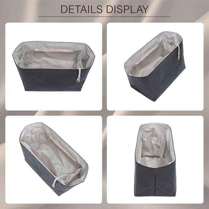 Purse Organizer Insert for Longchamp Le Pliage Large, Black Beige | 6-Compartment Bag Organizer with YKK Zipper Pocket, Cup Holder, Key Chain, Waterproof DupontPaper Lightweight Handbag Shaper - Image 9