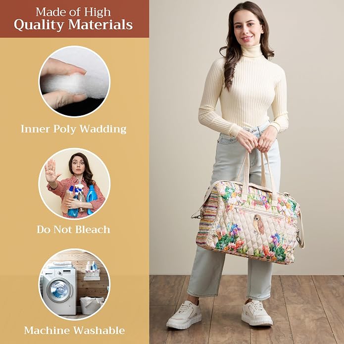 Maison d' Hermine Weekender Bags for Women Cotton Quilted Duffel Overnight Luggage Weekend Bag for Men Gym Gifts Travel | Overnight Luggage Weekend Bag for Men Gym Sports Gifts Duffle bag Business Travellers Trip Spring Summer - Image 2