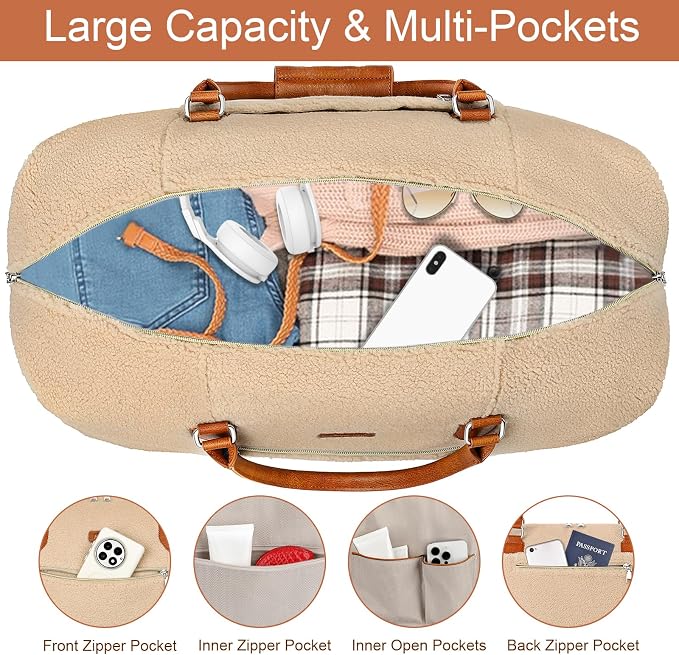 ITIEZY Weekender Bag for Women 21.5" Travel Duffel Large Carry On Bag 3PCS | Nylon Duffel Bag with Waterproof Shoe Compartment, Crossbody Bag and Toiletry Bag, Travel Weekend Hospital Overnight Gym Bag - Image 4
