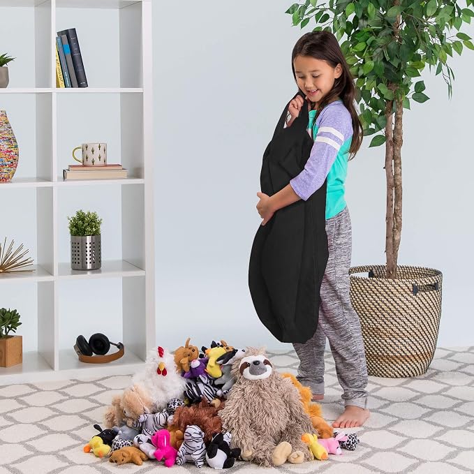 Posh Stuffable Kids Stuffed Animal Storage Bean Bag Chair Cover - Childrens Toy Organizer, Medium 27" - Solid Black - Image 5