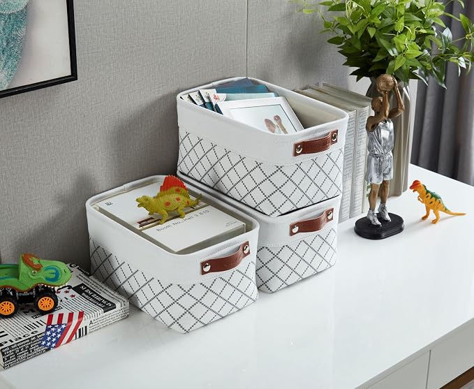 DECOMOMO Small Storage Basket, Closet Storage Bins, Baskets for Organizing Shelves (White Check, Small - 6 Pack) - Image 8