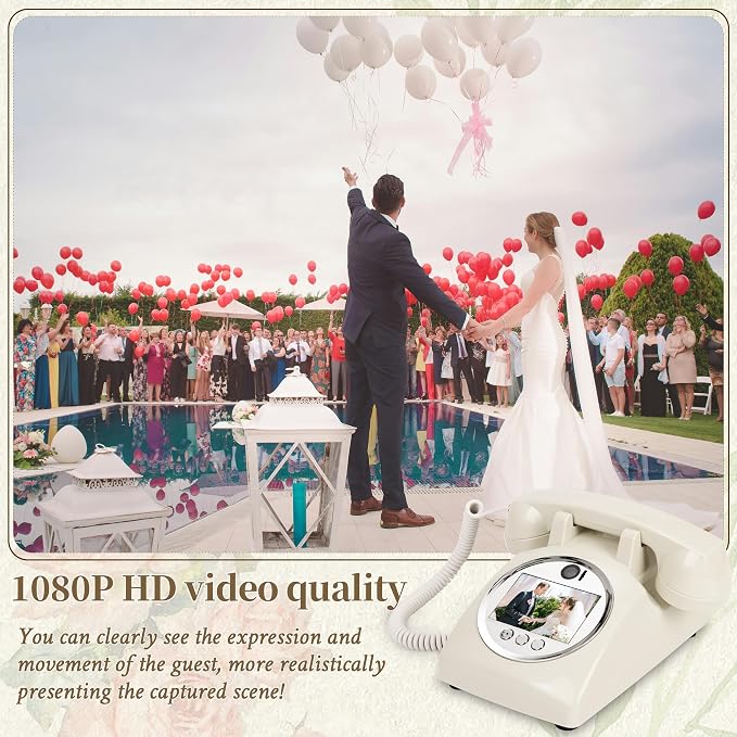 Video Audio Guest Book Wedding Phone,1080P HD Video Phone Guestbook, Preserve Your Special Occasions, Ideal for Wedding Bridal Shower, Birthday, Graduations, Baby Shower(02) - Image 6