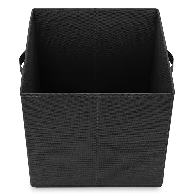 Casafield Set of 12 Collapsible Fabric Cube Storage Bins, Black - 13" Foldable Cloth Baskets for Shelves, Cubby Organizers & More - Image 4