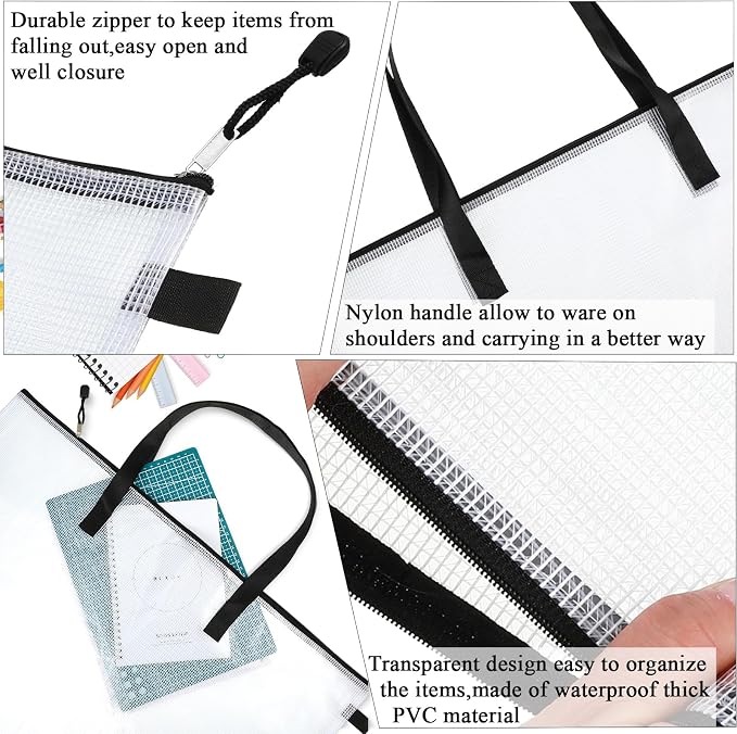 Frienda 10 Pieces Art Portfolios Bags Waterproof Portfolios Posters Storage Supply Bags with Zipper and Handle for Art Artworks, Bulletin Boards, Charts and Teaching for Back to School (24x36 Inches) - Image 3