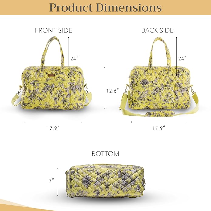 Maison d' Hermine Weekender Bags for Women Cotton Quilted Duffel Overnight Luggage Weekend Bag for Men Gym Gifts Travel | Overnight Luggage Weekend Bag for Men Gym Sports Gifts Duffle bag Business Travellers Trip Spring Summer - Image 6