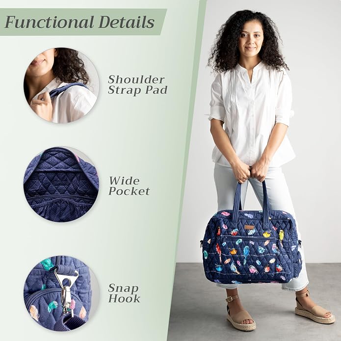 Maison d' Hermine Weekender Bags for Women Cotton Quilted Duffel Overnight Luggage Weekend Bag for Men Gym Gifts Travel | Overnight Luggage Weekend Bag for Men Gym Sports Gifts Duffle bag Business Travellers Trip Spring Summer - Image 5