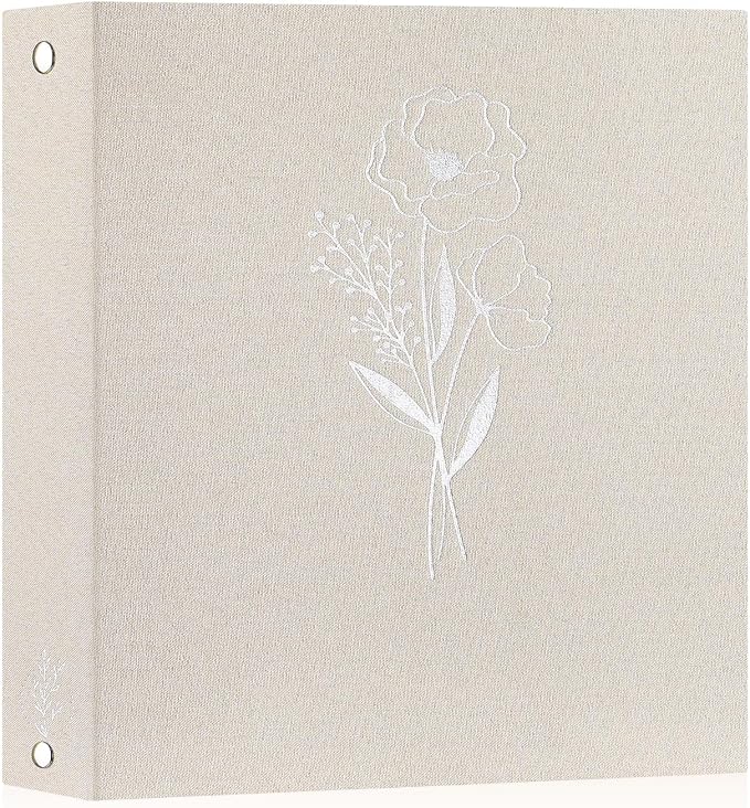 Lanpn 8.5x11 inch Scrapbook Photo Album, Linen Cover Archival Acid Free Top Load 3 Ring Binder Folder Photo Book 8.5 x 11 with 30 Plastic Sleeves 60 Pages (Beige) by Lanpn