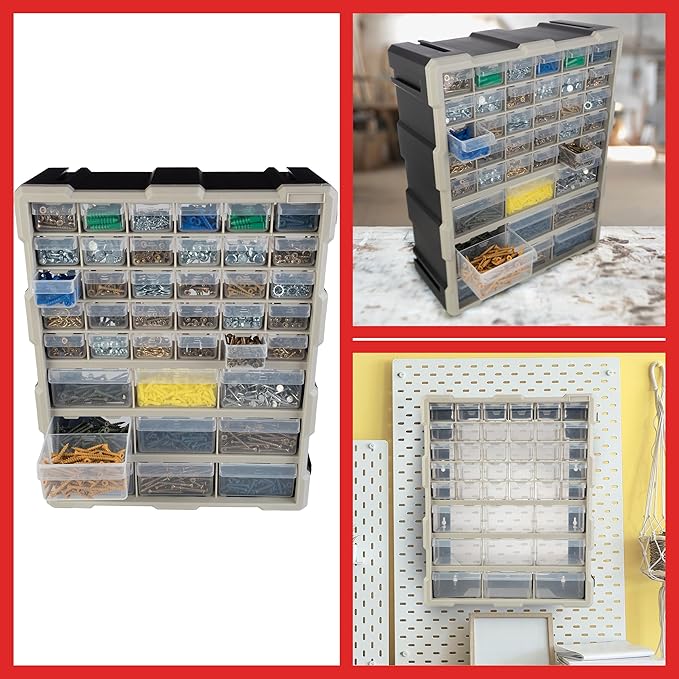 Stalwart 39-Drawer Plastic Small Parts Organizer, Black | Desktop, Tabletop, or Wall Storage Drawers for Organizing Hardware, Crafting Supplies, Garage, or Classroom - Image 7
