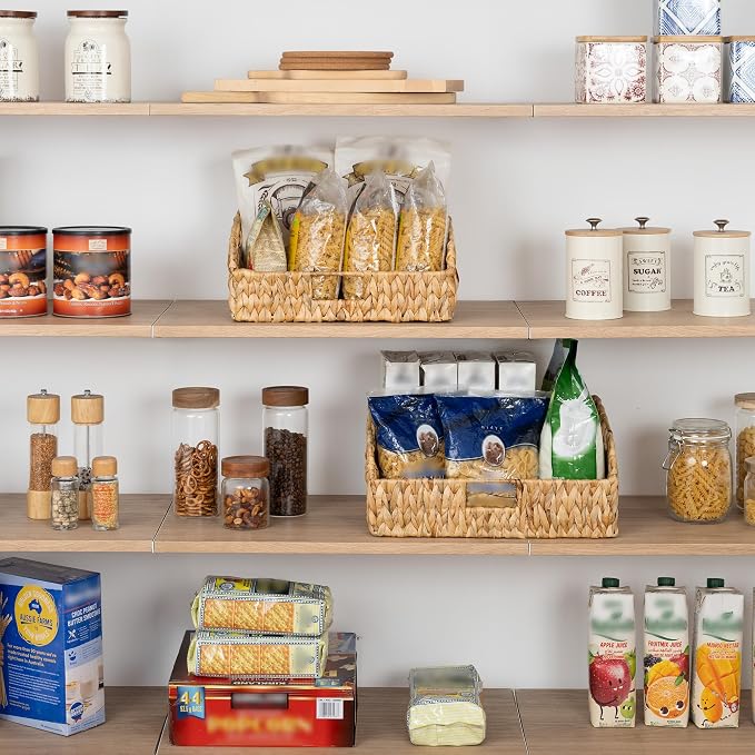 StorageWorks Pantry Baskets for Organizing, Hyacinth Storage Baskets,2-Pack | Pantry Organizers and Storage with Built-in Handles, Wicker Storage Baskets for Shelves, Wicker Baskets for Organizing - Image 3