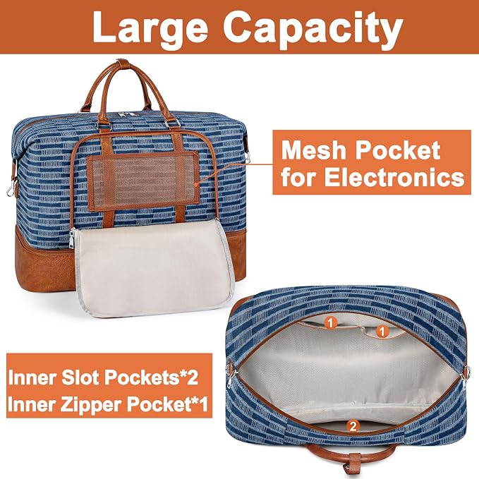 TIBES Travel Weekender Bag for Women, Overnight Bag with Shoe Compartment | 3PCS Large Travel Duffel Bag for Gym, Travel, Hospital, Business Trip, Carry On Tote, Wet & Dry Separation, Water Resistant - Image 4