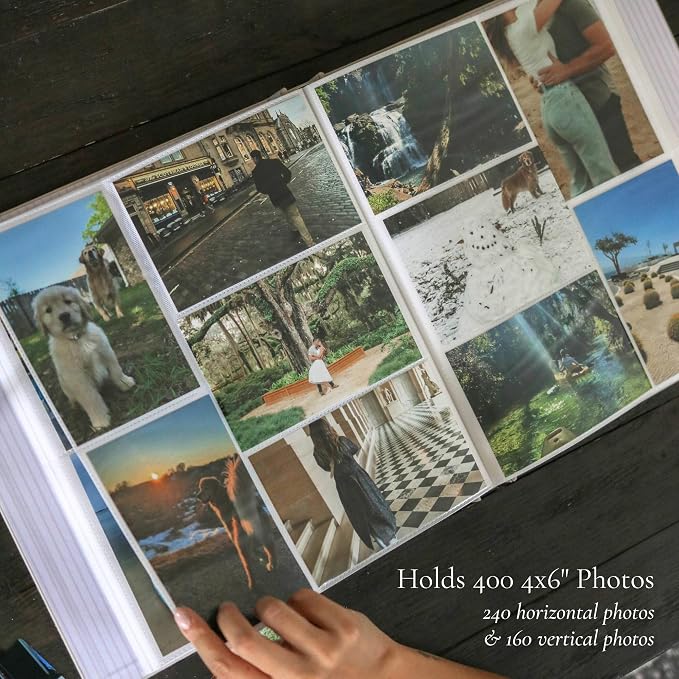 Family Photo Album 4x6 Pictures & Custom 2025 Year Large Linen Picture Book | 400 Horizontal & Vertical Pockets - Personalized Scrapbook Memory Book For Baby, Kids, Vacation, Couples, Anniversary - Image 3
