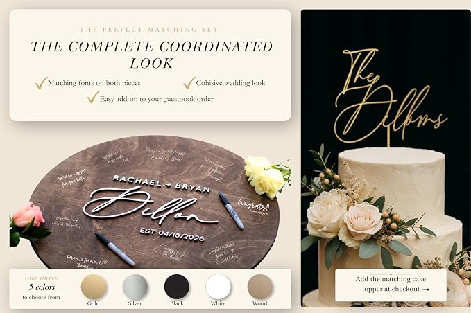 Personalized Round Guest Book Alternative Sign, Unique Guest Book Sign, Custom Alternative Guest Book, Wooden Guest Book, Wedding Ceremony Guestbook Sign (Design 3) - Image 5
