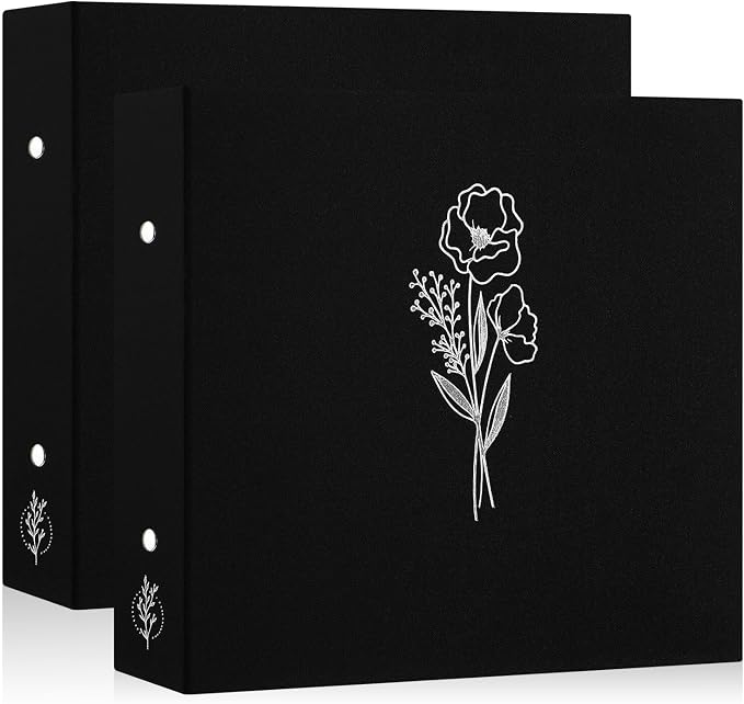 Lanpn Scrapbook Photo Album 12x12 2 Packs, Linen Cover Archival Acid Free Top Load 3 Ring Binder Folder Photo Book 12 x 12 with 30 Plastic Sleeves 60 Pages Black by Lanpn