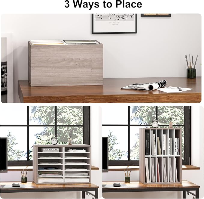 Alpeir Classroom Mailbox 12 Slots with Removable Shelves, Retro Grey/White | Hold 6000 Sheets Paper, Heavy Duty, Easily Assemble, Teacher Student Organization, For Classroom, Office, Home Countertop - Image 6