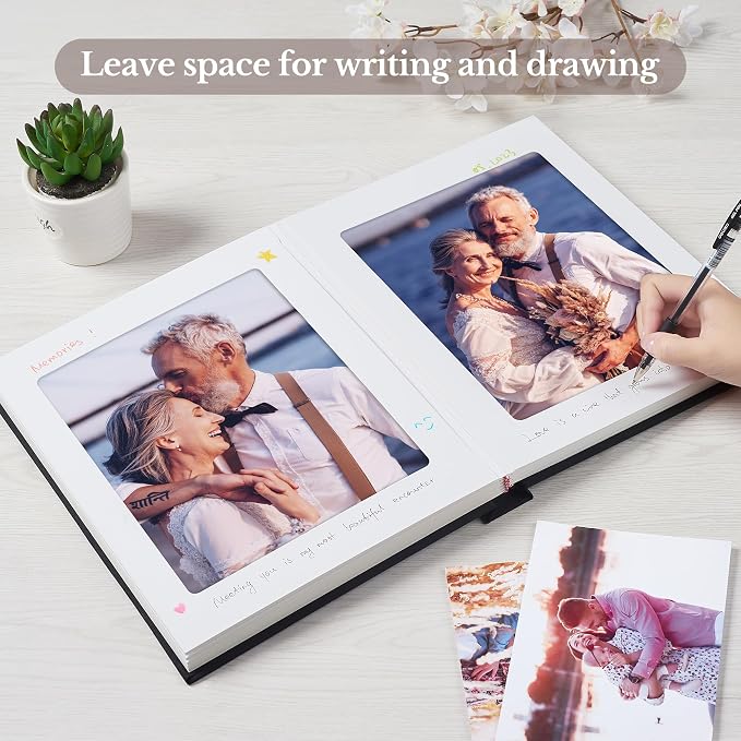Pssoss 8x10 Photo Album with Writing Space, Linen Cover, 20 Photos, Gray | High-GSM writable pages with easy slip-in pockets for weddings, baby photos, family memories, travel, and anniversaries. - Image 4