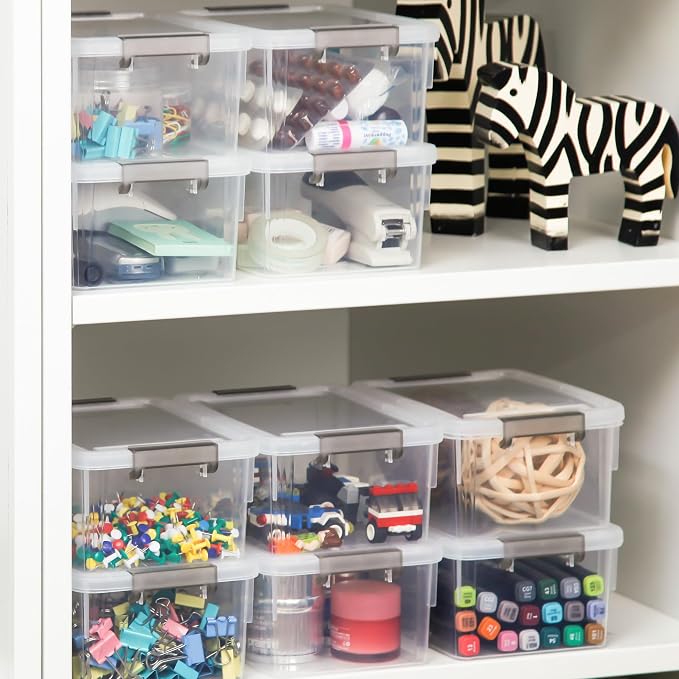 8Packs 3.2Qt Small Clear Storage Bins with Lids, Plastic (Pack of 2) - Image 5