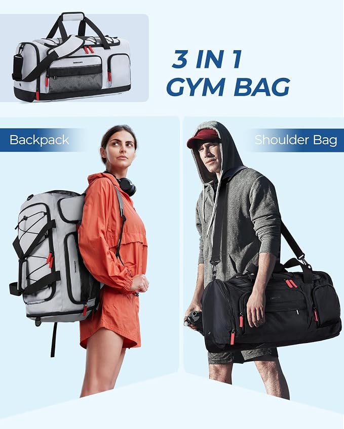 BAGSMART Gym Bag for Men, Athletic Sports Backpack Travel Hiking Duffel | 3-In-1 Gym Bag for Travel Clothes & Padded 13.3" Laptop, with Waterproof Wet Pocket & Shoe Compartment for Travel Camping - Image 2