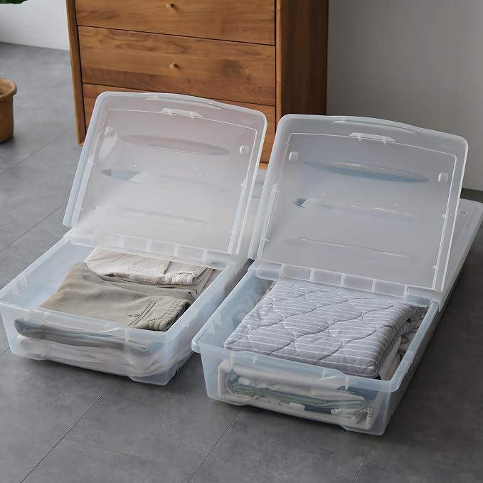 Citylife 57 QT Plastic Storage Bins with Double-Opening Lids, Storage Containers for Organizing, Large Clear Storage Box for Closet, Blankets, 2 Packs - Image 4
