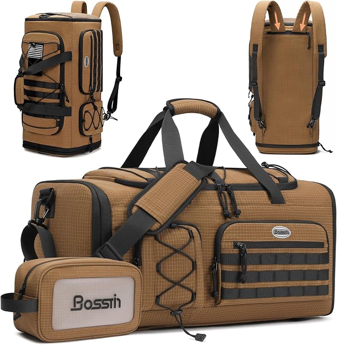 BOSSTIN Gym Bag for Men & Women, 45L-50L Expandable Sports Duffle Bag | Convertible Duffel Backpack, Comes with Toiletry Bag, Shoe Compartment & Wet Pocket, for Workout, Weekender, Overnight Travel by BOSSTIN
