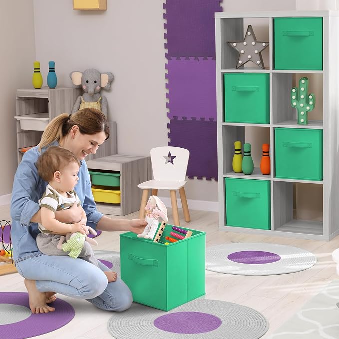 Sorbus Fabric Storage Cubes - 6 Foldable Storage Bins for Organizing Pantry, Cubbies, Toy Box - Clothes Storage & Closet Organizer - 13 Inch Collapsible Cube Baskets for Shelves with Handle - Image 3