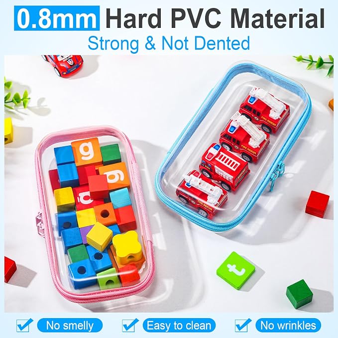 Sanwuta 6 Clear Hard Zipper Case,Colorful,7.48 X 3.94 X 2 Inch | Pencil Case Pouches ,Makeup Bag,Plastic Toiletry Diaper Bag ,Travel Toy Storage,Waterproof Organizer Bins - Image 4
