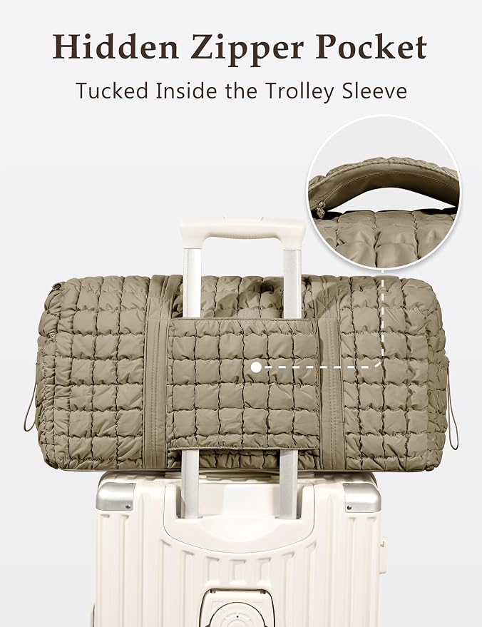 Quilted Travel Duffle Bag Puffer Weekender Bag Overnight Bag Duffel Gym Bag | Medium Soft Puffy Carry-On for Women, Large Lightweight Personal Item Travel Bag for Trips Business Sport Airplane Hospital - Image 5