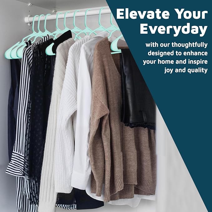 Lifemaster Plastic Clothes Hangers – Heavy Duty Hanger Set, for Organizing Clothes, Dresses, and Coat, Holds Up to 5 lbs, Space-Saving Hangers with Non-Slip Shoulder Grooves, Pack of 30, Aqua - Image 3