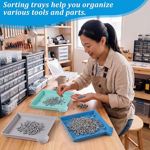 Reallnaive 6 Pcs Plastic Art Sorting Funnel Trays Quick Sorting Activity Serving Tray Stackable Craft Organizer for Classroom Beads Organizing Home Back to School DIY Project (Contemporary Color) - Image 5