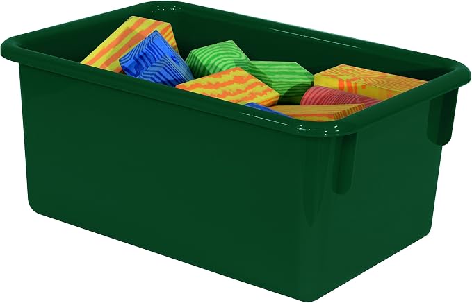 Wood Designs Cubby Storage Bin, Heavy Duty Plastic Containers for Kids Green Cubby Tray Set of 12 - Image 3