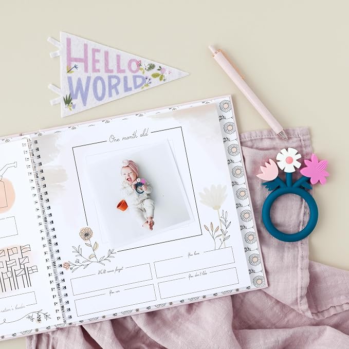 Lucy Darling Baby Memory Book – Wildflower Meadow | Floral Baby Girl First Year Journal & Photo Album | Luxury Keepsake Book for Milestones & Memories | Elegant Gift - Image 3