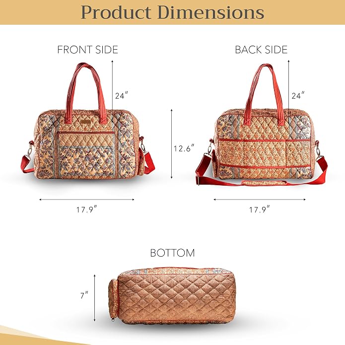 Maison d' Hermine Weekender Bags for Women Cotton Quilted Duffel Overnight Luggage Weekend Bag for Men Gym Gifts Travel | Overnight Luggage Weekend Bag for Men Gym Sports Gifts Duffle bag Business Travellers Trip Spring Summer - Image 6