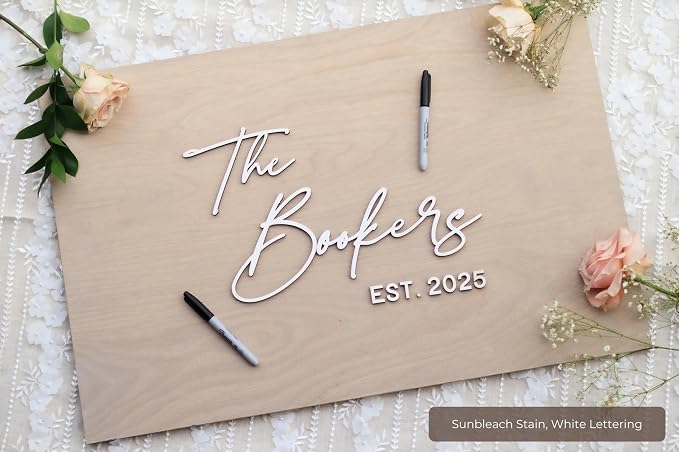 Personalized Last Name Guest Book, Unique Guest Book Sign, Custom Alternative Guest Book, Wooden Guest Book, Wedding Ceremony Guestbook Sign (Design 1) - Image 2