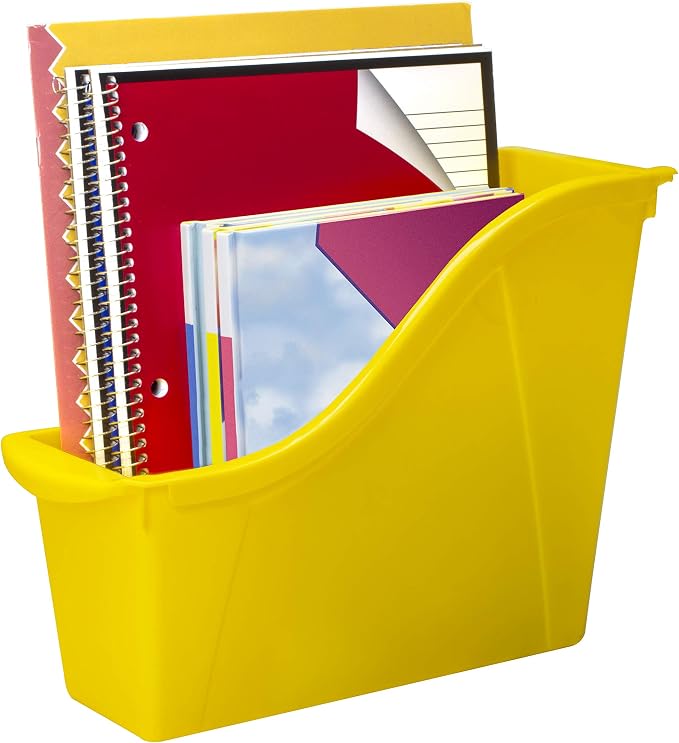 Storex Small Book Bin – Interlocking Plastic Organizer for Home, Office and Classroom, STEM Yellow, 6-Pack (71112A06C) - Image 10