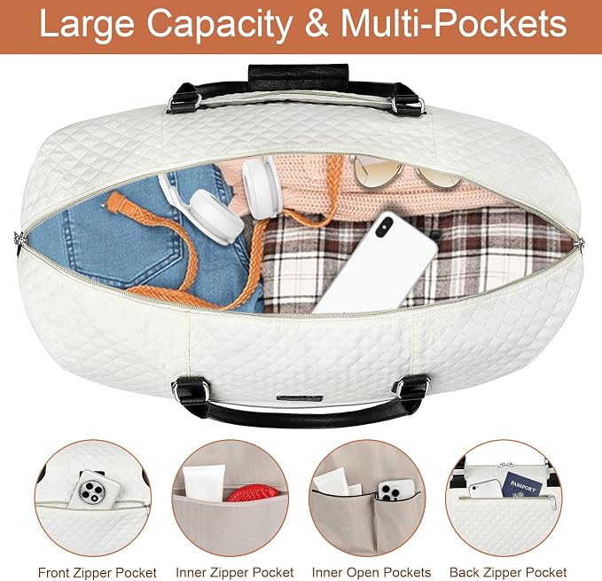 ITIEZY Weekender Bag for Women 21.5" Travel Duffel Large Carry On Bag 3PCS | Nylon Duffel Bag with Waterproof Shoe Compartment, Crossbody Bag and Toiletry Bag, Travel Weekend Hospital Overnight Gym Bag - Image 3
