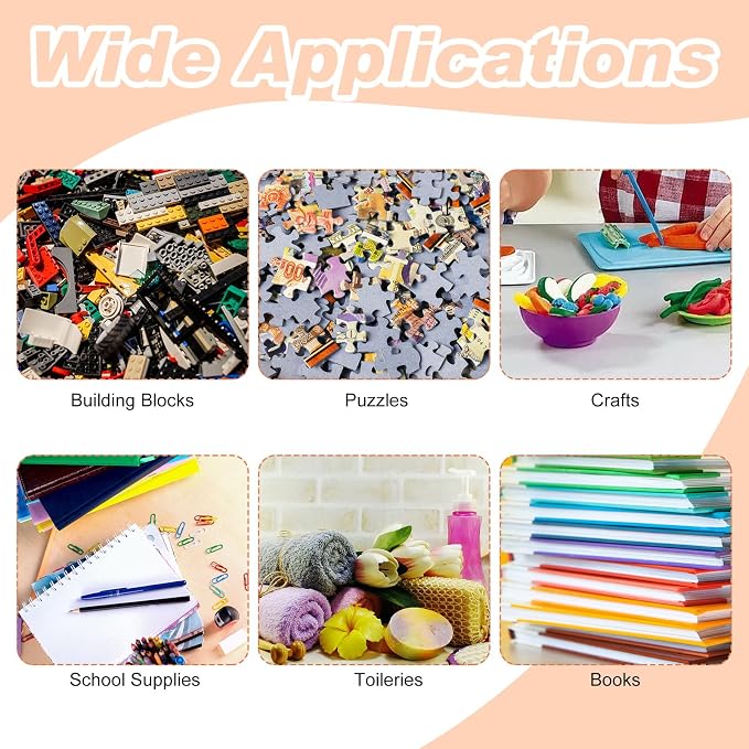 18 Packs Large Toy Storage Bags with Labels, 6 Colors Clear PVC Toy Storage Organizer with Zipper, Waterproof Reuseful Clear Organizer Bags for Building Blocks, Puzzles, Kids Books, Board Game - Image 3