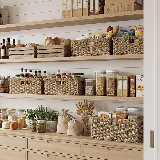 StorageWorks Extra Large Wicker Basket, Seagrass Storage Basket, 1-Pack | Seagrass Baskets with Handles, Wicker Baskets for Organizing, Wicker Storage Baskets for Shelves, Woven Basket for Storage - Image 2