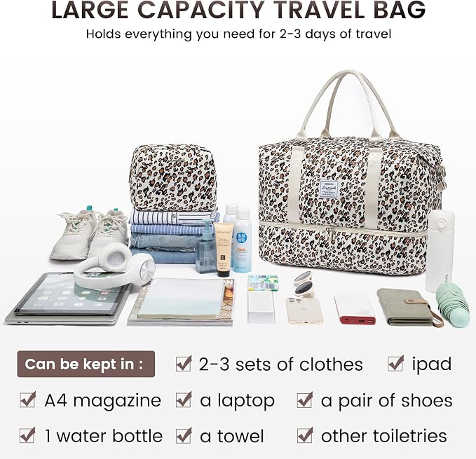 LOVEVOOK Travel Duffle Bag,Weekender Bags for Women with Shoe Compartment，Carry on Overnight Bag with Toiletry Bag,Gym Duffel Bag with Wet Pocket, Hospital Bags for Labor and Delivery - Image 5