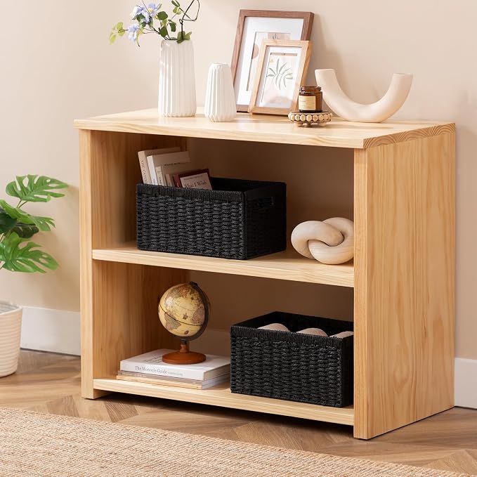 joybest Black Wicker Baskets for Shelves, Hand-woven Storage Baskets | 13.4L x 8.3W x 7.1H inch for Pantry, Kichen Organizing, Foldable Rectangular Bin with Handles, 4-pack - Image 6