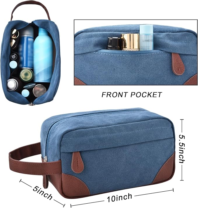 Litvyak 50L Canvas Duffle Bag for Travel Weekender Gym Overnight Carry-on | Expandable, Eco Certified, Leather Accents, Toiletry Bag Inclued, Travel Duffel Weekend Luggage Bag for Women Men, Blue - Image 7