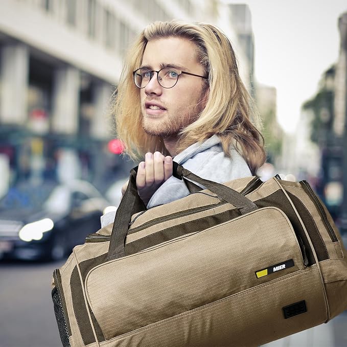 MIER Large Gym Bag for Men 60L Duffel Bag with Shoe Compartment | Lightweight & Durable Sports Duffles; Suited for Workout Fitness Travel Weekender; Water Resistant; Adjustable Shoulder Strap - Image 7