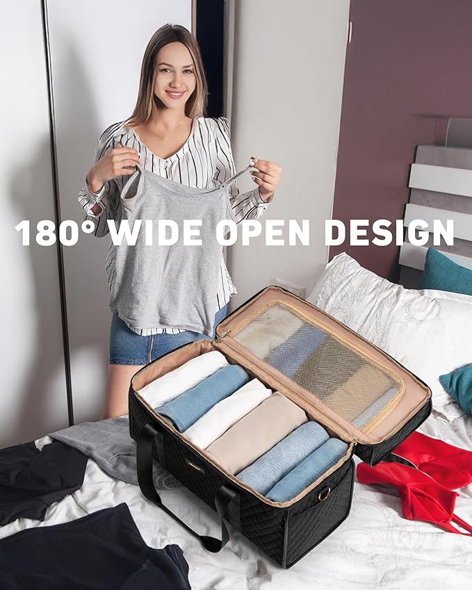 Weekender Travel Duffle Bag for Women: Overnight Bags with Shoe Compartment Carry on Bags for Airplanes with Toiletry Bag Weekend Yoga Gym Bag with Wet Pocket Travel Duffel Tote Bag Hospital Bag Black - Image 2