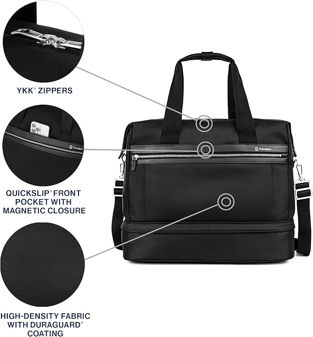 Travelpro Platinum Elite Carry on Soft Travel Drop-Bottom Weekender Bag, Overnight, Men and Women - Image 2
