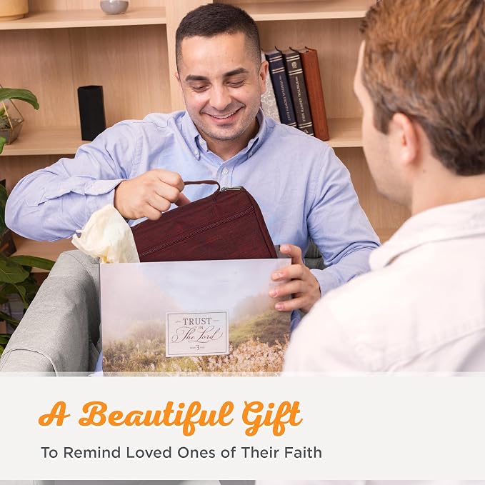 Christian Art Gifts Polyester Bible Cover for Men & Women w/Jesus Fish Patch, Secure Zipper Pocket, Pen Loops, Easy Carry Stationery Book Case, Accessories, Burgundy, Large - Image 10